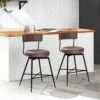 Peel PU 27 In. Swivel Brown Metal High Bar Stool (Set Of 2)