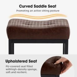 Peel Modern 24 In. Counter Height Faux Leather Brown Bar Stools For Kitchen Set Of 2 -More Furniture Store brown jearey bar stools puzbd brown c3 1000