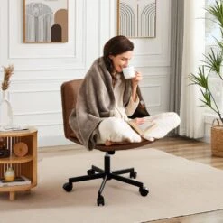 Contemporary Brown Task Chair Office Swivel Ergonomic Upholstered Chair With Enlarged Seat Width 12 Contemporary Brown Task Chair Office Swivel Ergonomic Upholstered Chair With Enlarged Seat Width -More Furniture Store brown jearey task chairs ykcw grey c3 1000