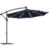 10 Ft. Steel Solar Lighted Cantilever Patio Umbrellas With Sandbag Weighted Base In Navy