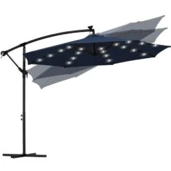 10 Ft. Steel Solar Lighted Cantilever Patio Umbrellas With Sandbag Weighted Base In Navy 13 10 Ft. Steel Solar Lighted Cantilever Patio Umbrellas With Sandbag Weighted Base In Navy -More Furniture Store cantilever umbrellas 10dzxj navy 77 1000