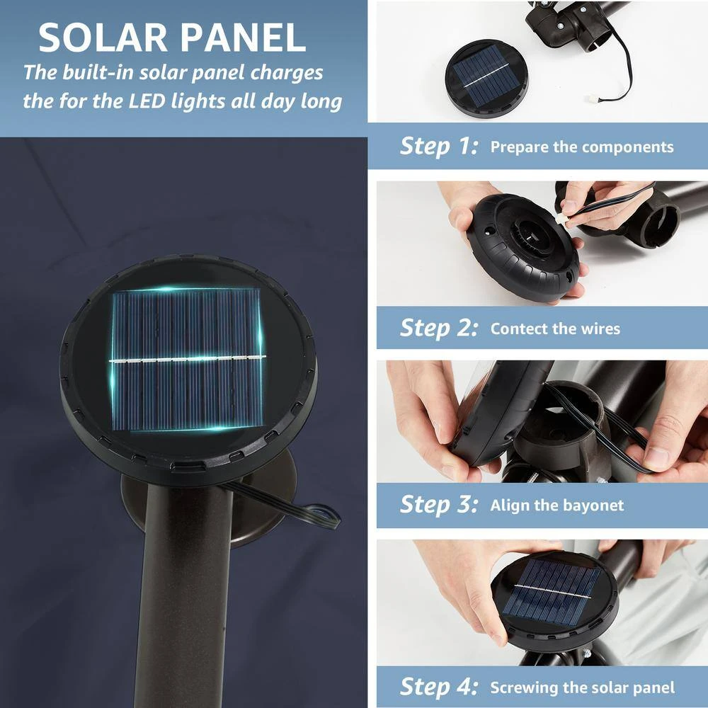 10 Ft. Steel Solar Lighted Cantilever Patio Umbrellas With Sandbag Weighted Base In Navy 3 10 Ft. Steel Solar Lighted Cantilever Patio Umbrellas With Sandbag Weighted Base In Navy - Image 3