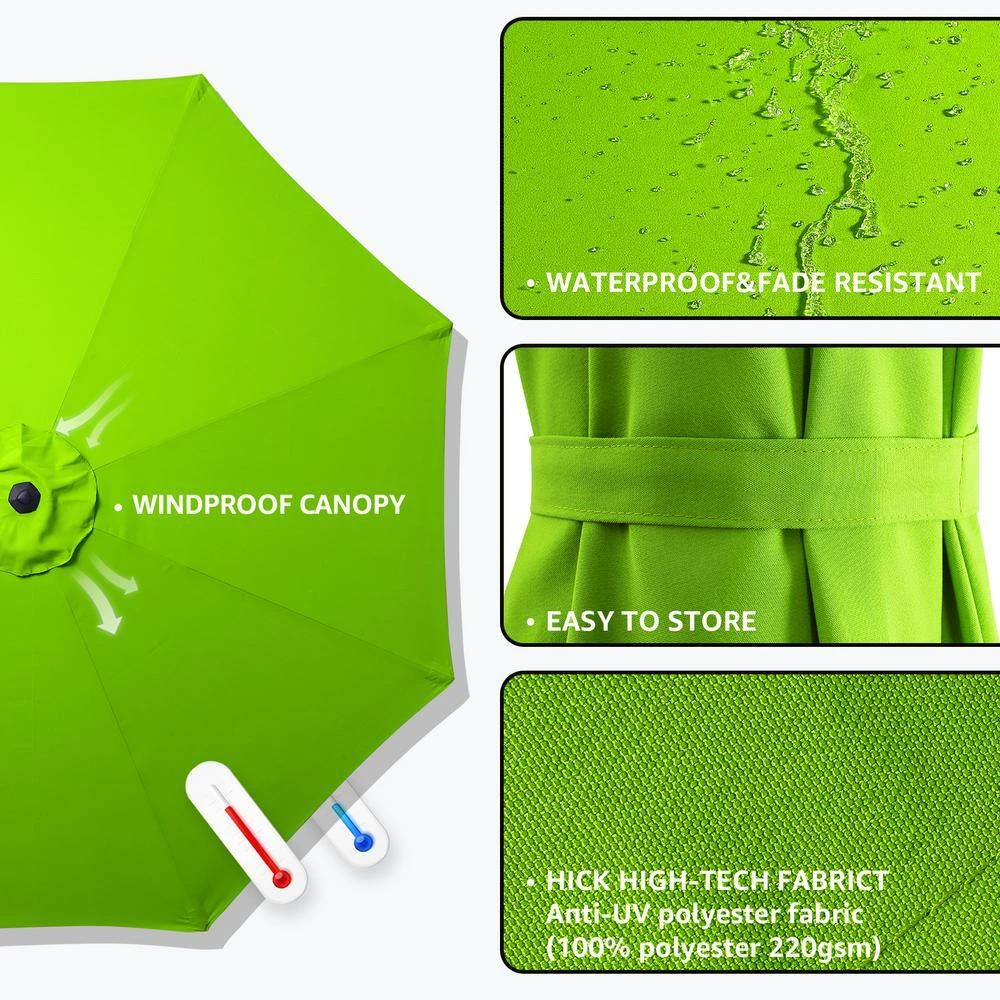 120 In. Outdoor Offset Cantilever Umbrella Patio Umbrella In Apple Green 3 120 In. Outdoor Offset Cantilever Umbrella Patio Umbrella In Apple Green - Image 3