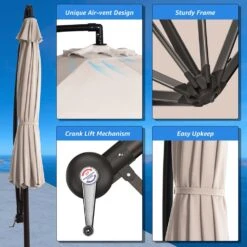 120 In. Outdoor Offset Cantilever Umbrella Patio Umbrella In Beige 11 120 In. Outdoor Offset Cantilever Umbrella Patio Umbrella In Beige -More Furniture Store cantilever umbrellas 10edxj beige 66 1000