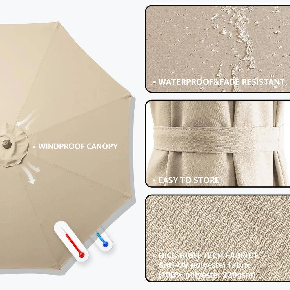 120 In. Outdoor Offset Cantilever Umbrella Patio Umbrella In Beige 3 120 In. Outdoor Offset Cantilever Umbrella Patio Umbrella In Beige - Image 3