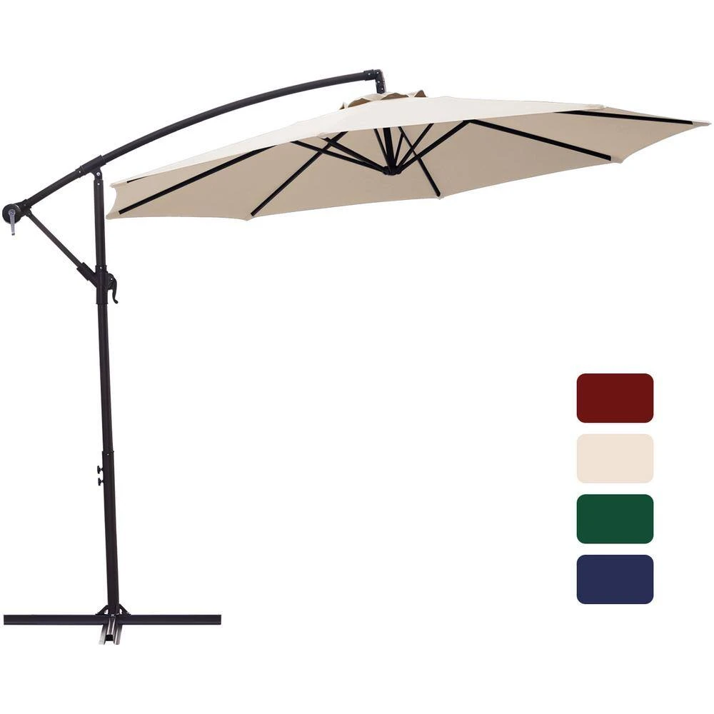 120 In. Outdoor Offset Cantilever Umbrella Patio Umbrella In Beige 6 120 In. Outdoor Offset Cantilever Umbrella Patio Umbrella In Beige - Image 6