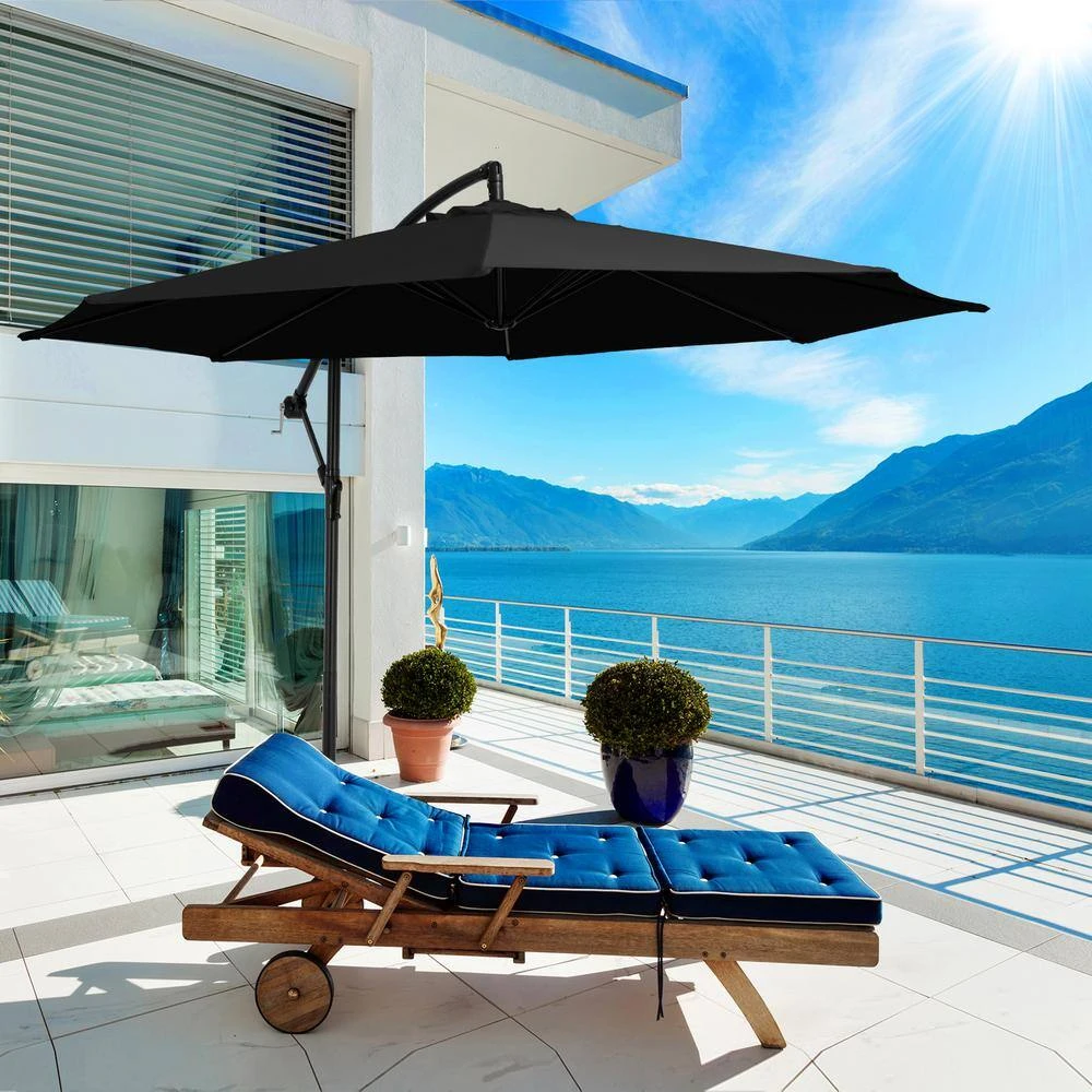 120 In. Outdoor Offset Cantilever Umbrella Patio Umbrella In Black 2 120 In. Outdoor Offset Cantilever Umbrella Patio Umbrella In Black - Image 2