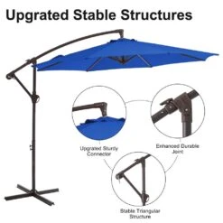 120 In. Outdoor Offset Cantilever Umbrella Patio Umbrella In Blue -More Furniture Store cantilever umbrellas 10edxj blue c3 1000