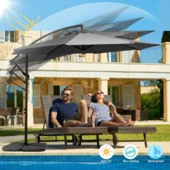 120 In. Outdoor Offset Cantilever Umbrella Patio Umbrella In Gray -More Furniture Store cantilever umbrellas 10edxj gray 31 1000