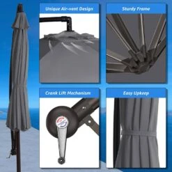 120 In. Outdoor Offset Cantilever Umbrella Patio Umbrella In Gray -More Furniture Store cantilever umbrellas 10edxj gray 66 1000