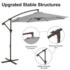 120 In. Outdoor Offset Cantilever Umbrella Patio Umbrella In Light Gray -More Furniture Store cantilever umbrellas 10edxj lgy c3 1000