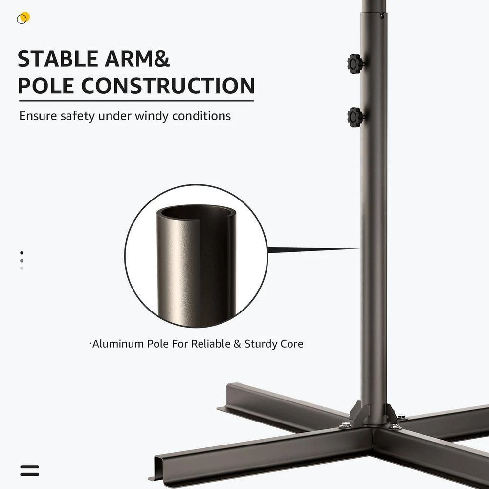 120 In. Outdoor Offset Cantilever Umbrella Patio Umbrella In Navy 4 120 In. Outdoor Offset Cantilever Umbrella Patio Umbrella In Navy - Image 4