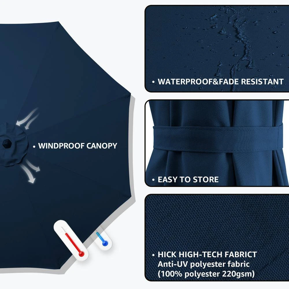 120 In. Outdoor Offset Cantilever Umbrella Patio Umbrella In Navy 3 120 In. Outdoor Offset Cantilever Umbrella Patio Umbrella In Navy - Image 3