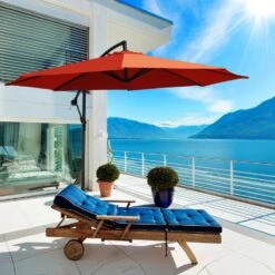 120 In. Outdoor Offset Cantilever Umbrella Patio Umbrella In Orange -More Furniture Store cantilever umbrellas 10edxj orange 66 1000