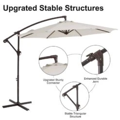 120 In. Outdoor Offset Cantilever Umbrella Patio Umbrella In Off-White -More Furniture Store cantilever umbrellas 10edxj white c3 1000
