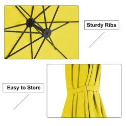 120 In. Outdoor Offset Cantilever Umbrella Patio Umbrella In Yellow -More Furniture Store cantilever umbrellas 10edxj ye 4f 1000