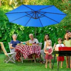 10 Ft. Cantilever Offset Umbrella Patio Umbrella In Blue -More Furniture Store cantilever umbrellas 10sc xjs blue 44 1000