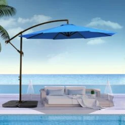 10 Ft. Cantilever Offset Umbrella Patio Umbrella In Blue