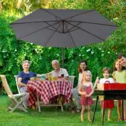 10 Ft. Cantilever Offset Umbrella Patio Umbrella In Gray -More Furniture Store cantilever umbrellas 10sc xjs gray 44 1000
