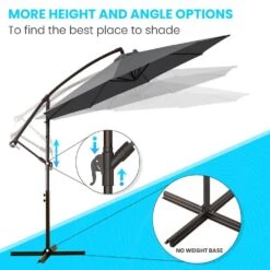 10 Ft. Cantilever Offset Umbrella Patio Umbrella In Gray -More Furniture Store cantilever umbrellas 10sc xjs gray 4f 1000
