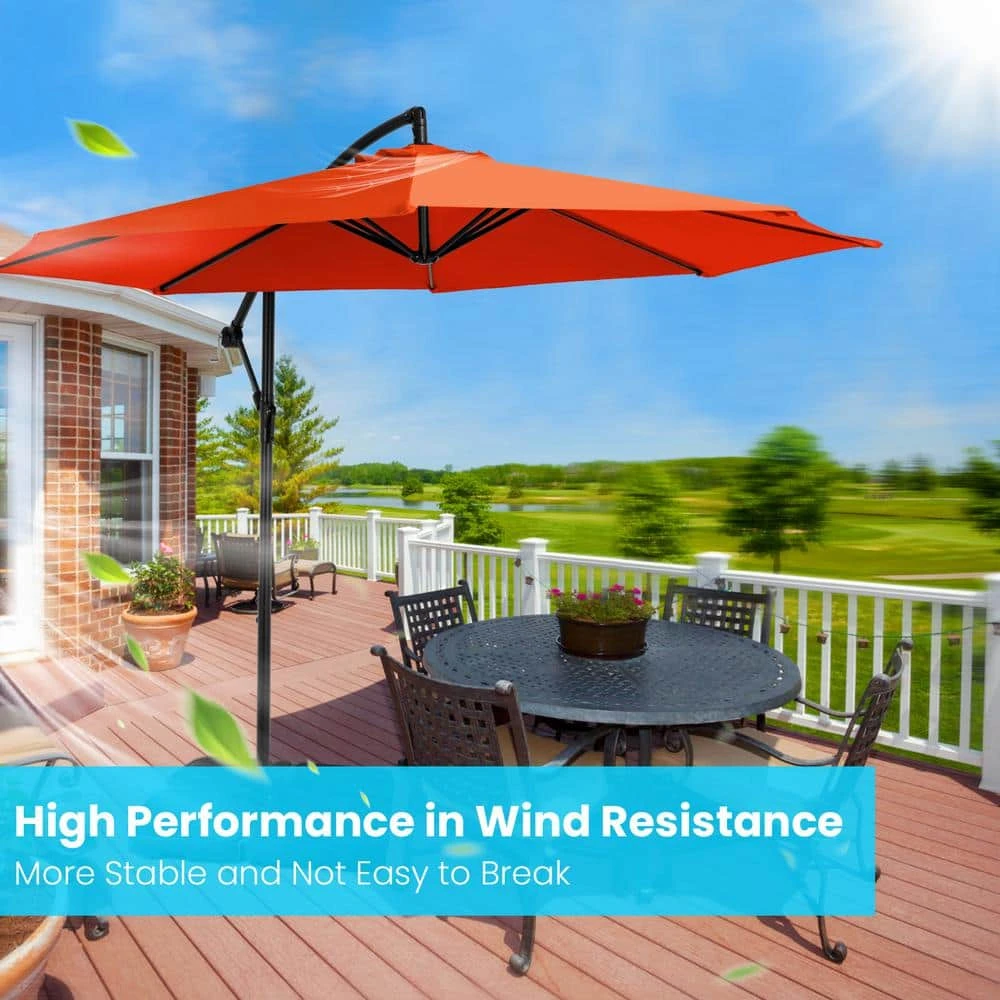 10 Ft. Cantilever Offset Umbrella Patio Umbrella In Orange 2 10 Ft. Cantilever Offset Umbrella Patio Umbrella In Orange - Image 2