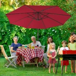 10 Ft. Cantilever Offset Umbrella Patio Umbrella In Red -More Furniture Store cantilever umbrellas 10sc xjs red 44 1000