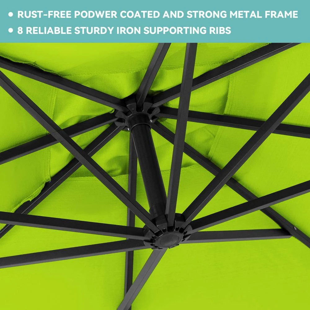 10 Ft. Steel Cantilever Patio Umbrella With Weighted Base In Apple Green 7 10 Ft. Steel Cantilever Patio Umbrella With Weighted Base In Apple Green - Image 7