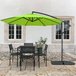 10 Ft. Steel Cantilever Patio Umbrella With Weighted Base In Apple Green 11 10 Ft. Steel Cantilever Patio Umbrella With Weighted Base In Apple Green -More Furniture Store cantilever umbrellas 10xj dz agreen 40 1000