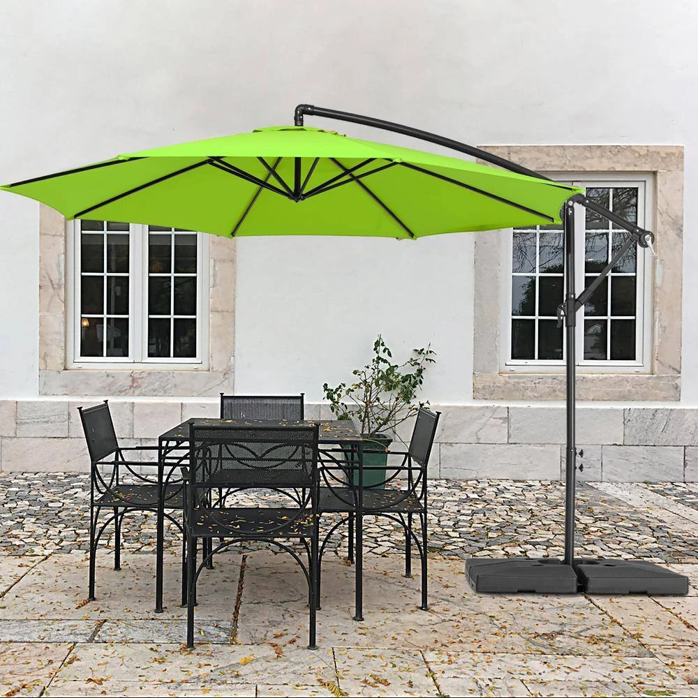 10 Ft. Steel Cantilever Patio Umbrella With Weighted Base In Apple Green 3 10 Ft. Steel Cantilever Patio Umbrella With Weighted Base In Apple Green - Image 3