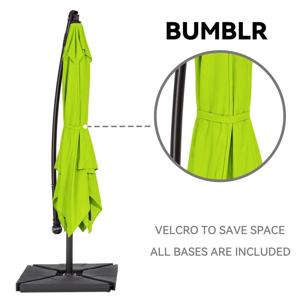 10 Ft. Steel Cantilever Patio Umbrella With Weighted Base In Apple Green 8 10 Ft. Steel Cantilever Patio Umbrella With Weighted Base In Apple Green - Image 8