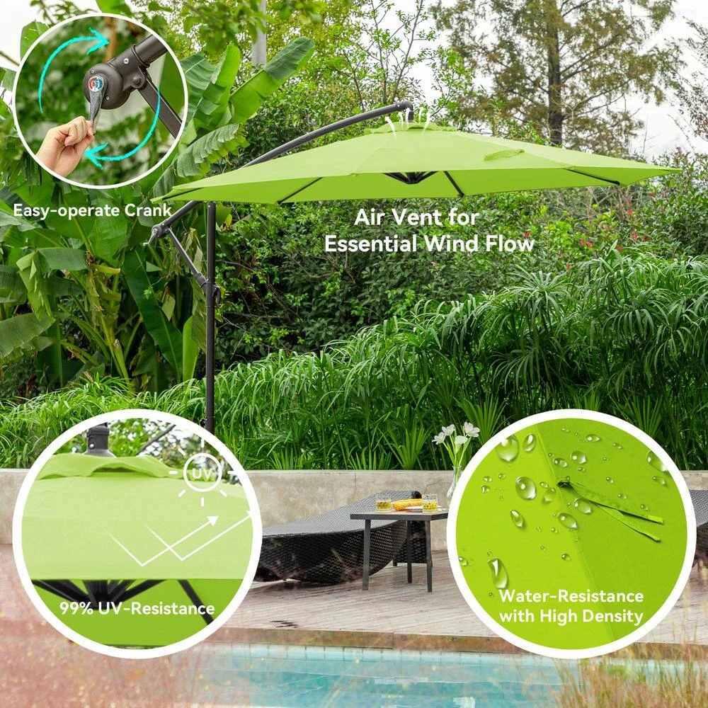 10 Ft. Steel Cantilever Patio Umbrella With Weighted Base In Apple Green 6 10 Ft. Steel Cantilever Patio Umbrella With Weighted Base In Apple Green - Image 6