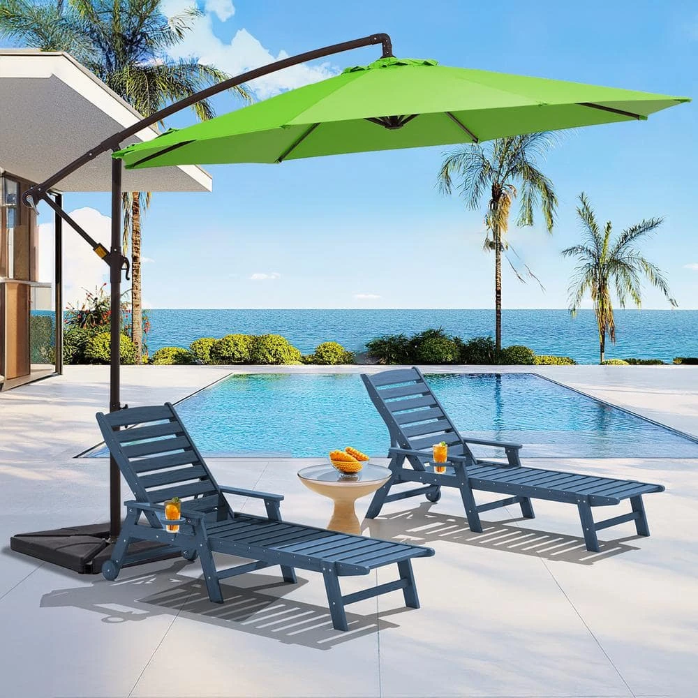 10 Ft. Steel Cantilever Patio Umbrella With Weighted Base In Apple Green 1 10 Ft. Steel Cantilever Patio Umbrella With Weighted Base In Apple Green