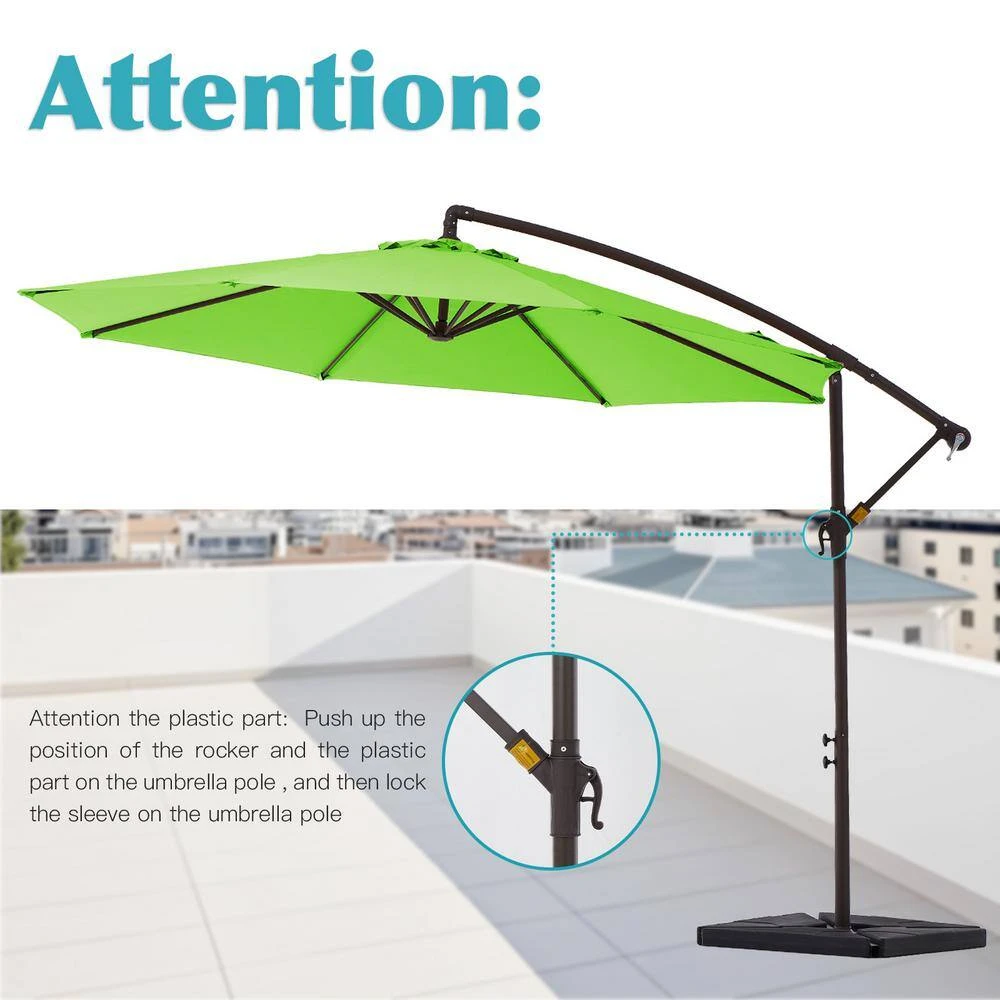 10 Ft. Steel Cantilever Patio Umbrella With Weighted Base In Apple Green 9 10 Ft. Steel Cantilever Patio Umbrella With Weighted Base In Apple Green - Image 9