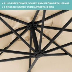 10 Ft. Steel Cantilever Patio Umbrella With Weighted Base In Beige -More Furniture Store cantilever umbrellas 10xj dz beige 77 1000