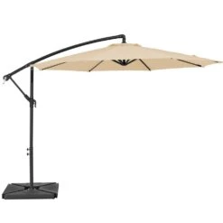 10 Ft. Steel Cantilever Patio Umbrella With Weighted Base In Beige -More Furniture Store cantilever umbrellas 10xj dz beige c3 1000