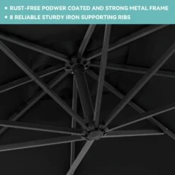 10 Ft. Steel Cantilever Patio Umbrella With Weighted Base In Black -More Furniture Store cantilever umbrellas 10xj dz bk 1f 1000