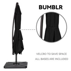 10 Ft. Steel Cantilever Patio Umbrella With Weighted Base In Black -More Furniture Store cantilever umbrellas 10xj dz bk 44 1000