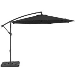 10 Ft. Steel Cantilever Patio Umbrella With Weighted Base In Black -More Furniture Store cantilever umbrellas 10xj dz bk 77 1000