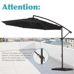 10 Ft. Steel Cantilever Patio Umbrella With Weighted Base In Black -More Furniture Store cantilever umbrellas 10xj dz bk fa 1000