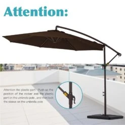 10 Ft. Steel Cantilever Patio Umbrella With Weighted Base In Brown 12 10 Ft. Steel Cantilever Patio Umbrella With Weighted Base In Brown -More Furniture Store cantilever umbrellas 10xj dz brown 4f 1000
