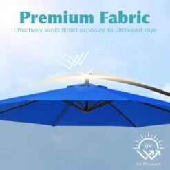 10 Ft. Steel Cantilever Patio Umbrella With Weighted Base In Blue -More Furniture Store cantilever umbrellas 10xj dz bu 1f 1000