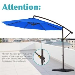 10 Ft. Steel Cantilever Patio Umbrella With Weighted Base In Blue -More Furniture Store cantilever umbrellas 10xj dz bu 44 1000