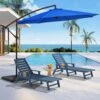 10 Ft. Steel Cantilever Patio Umbrella With Weighted Base In Blue