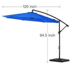 10 Ft. Steel Cantilever Patio Umbrella With Weighted Base In Blue -More Furniture Store cantilever umbrellas 10xj dz bu fa 1000