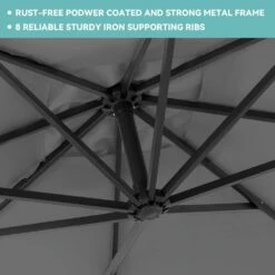 10 Ft. Steel Cantilever Patio Umbrella With Weighted Base In Gray -More Furniture Store cantilever umbrellas 10xj dz gray 77 1000