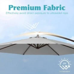 10 Ft. Steel Cantilever Patio Umbrella With Weighted Base In Light Gray -More Furniture Store cantilever umbrellas 10xj dz lgy 1f 1000