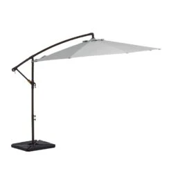 10 Ft. Steel Cantilever Patio Umbrella With Weighted Base In Light Gray -More Furniture Store cantilever umbrellas 10xj dz lgy c3 1000