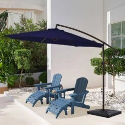 10 Ft. Steel Cantilever Patio Umbrella With Weighted Base In Navy 9 10 Ft. Steel Cantilever Patio Umbrella With Weighted Base In Navy -More Furniture Store cantilever umbrellas 10xj dz navy 40 1000