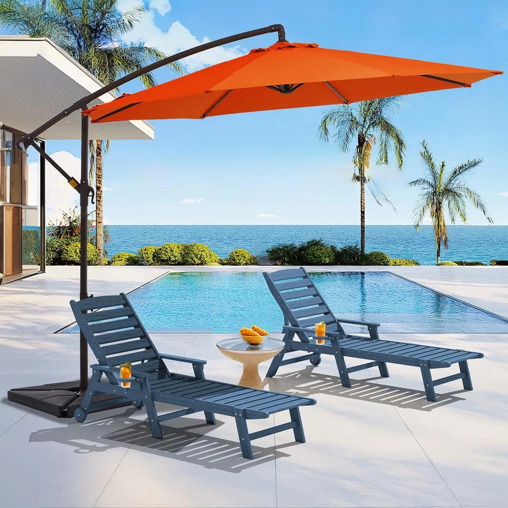 10 Ft. Steel Cantilever Patio Umbrella With Weighted Base In Orange 1 10 Ft. Steel Cantilever Patio Umbrella With Weighted Base In Orange