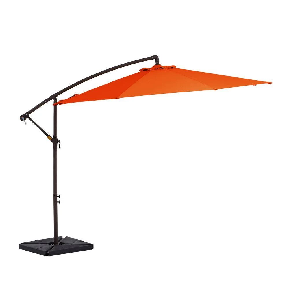 10 Ft. Steel Cantilever Patio Umbrella With Weighted Base In Orange 4 10 Ft. Steel Cantilever Patio Umbrella With Weighted Base In Orange - Image 4